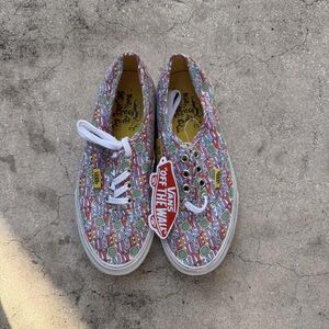 Vans Colorful Patterned Sneakers with Red and White